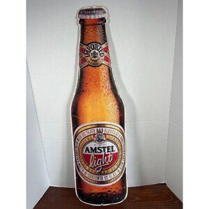 Vintage Amstel Light Beer Bottle Shaped Metal Sign